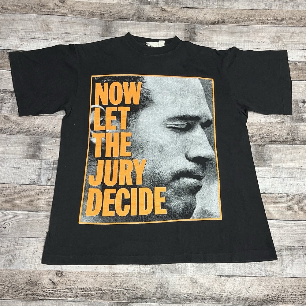 OJ Simpson Shirt Size XL Black Vintage 90s Let The Jury Decide White Rap Tee